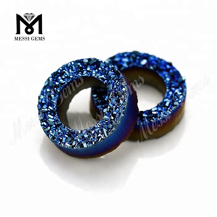 Großhandel blaue Farbe Reifenform natürlichen Druzy Achat Stein