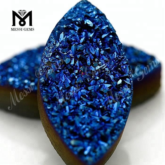 Großhandel Marquise Blue Natural Druzy Agate Stone