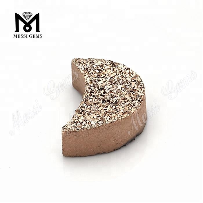 Großhandel Mondform Rose Gold Natural Druzy