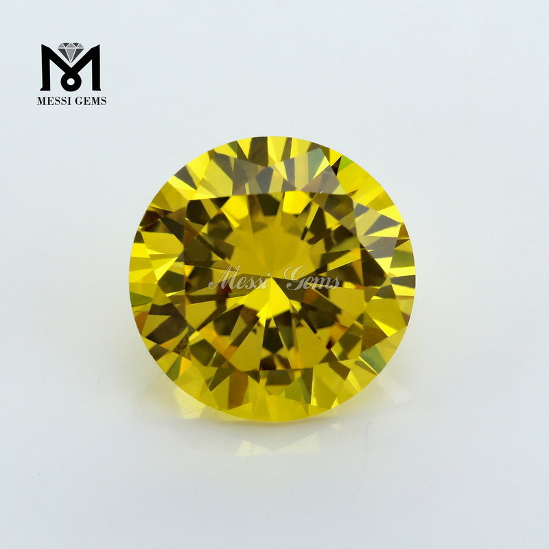 Synthetischer Zirkonia-Edelstein mit goldgelbem, rundem Diamantschliff