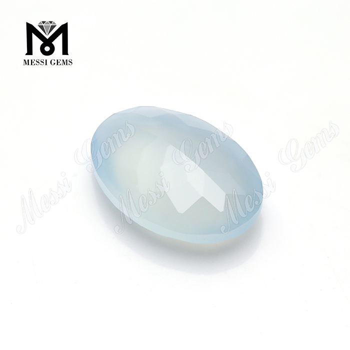 Großhandel Facettierte Achat Perlen Oval 8x10mm Blauer Chalcedon Achat Stein
