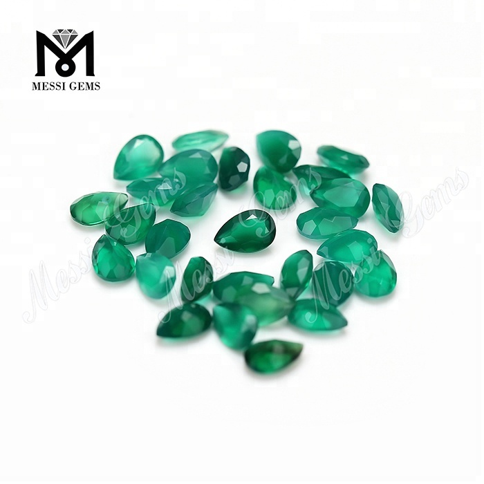 Großhandelsbirnenschliff 4 * 6 mm natürlicher grüner Achatstein