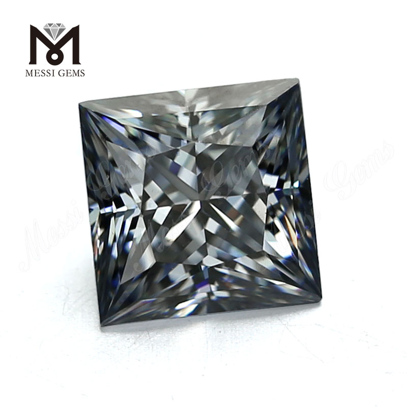 Großhandelspreis DEF Brilliant Square Cut lose farbiger grauer synthetischer Moissanit-Diamant Preis pro Karat