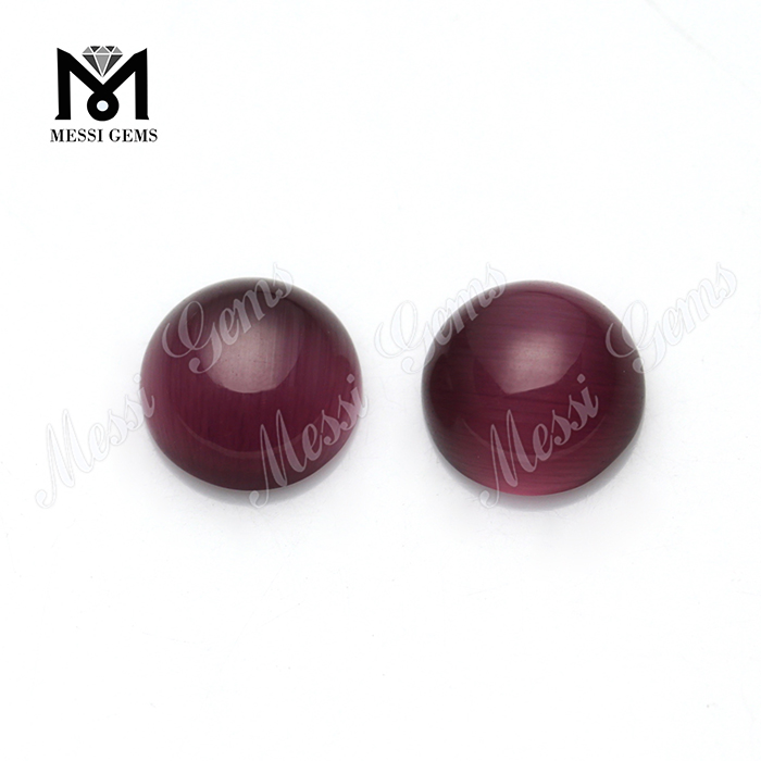 12 mm runder maschinengeschliffener Cabochon-Rhodolit-Synthetik-Katzenaugenglasstein