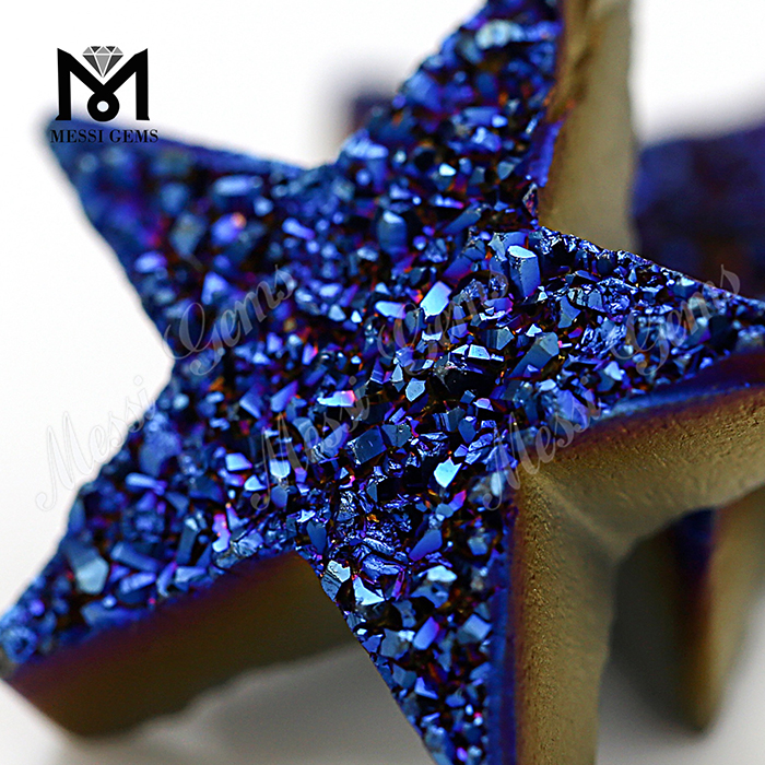 Fashion Druzy Star-5 Dunkelblauer Druzy-Achat-Naturstein-Edelstein