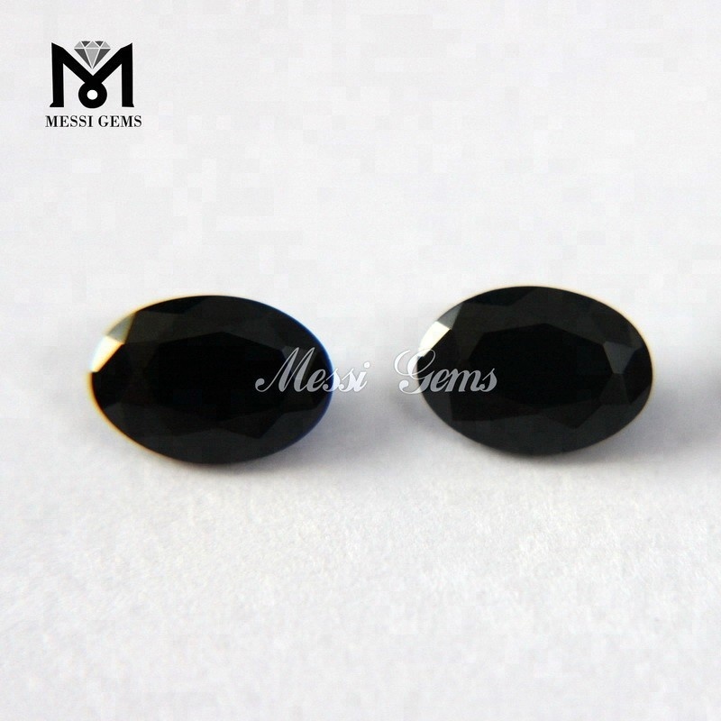 Großhandels-Ovalschliff 5 * 7 mm schwarzer Achat-Onyx-Stein