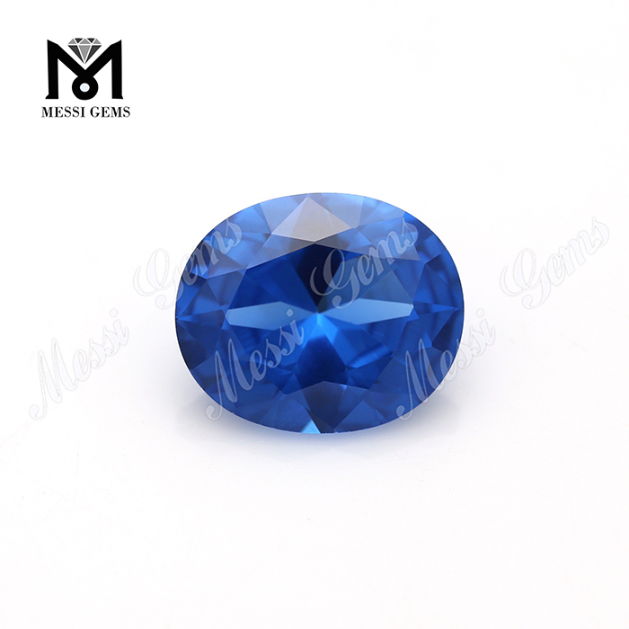 Ovale Form 9 x 11 mm maschinell geschnittener synthetischer 120 # blauer Spinellstein