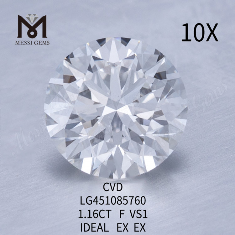 Runde CVD-Labordiamanten 1,16 ct F VS1 IDEAL Schliff