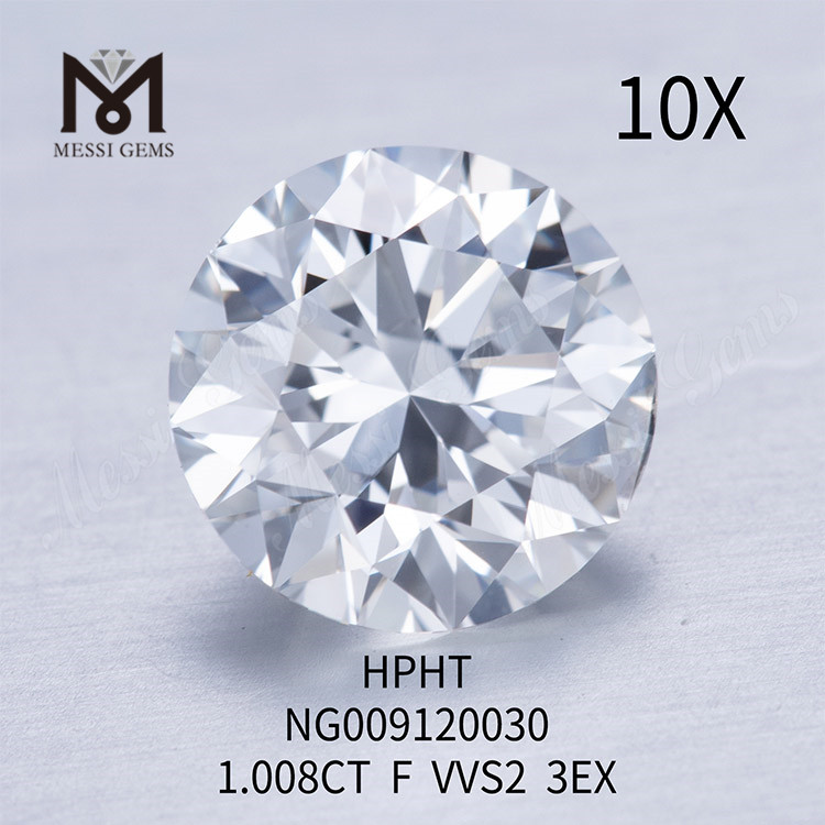 1,008 Karat runder, im Labor hergestellter Diamant VVS2 F Runde Form