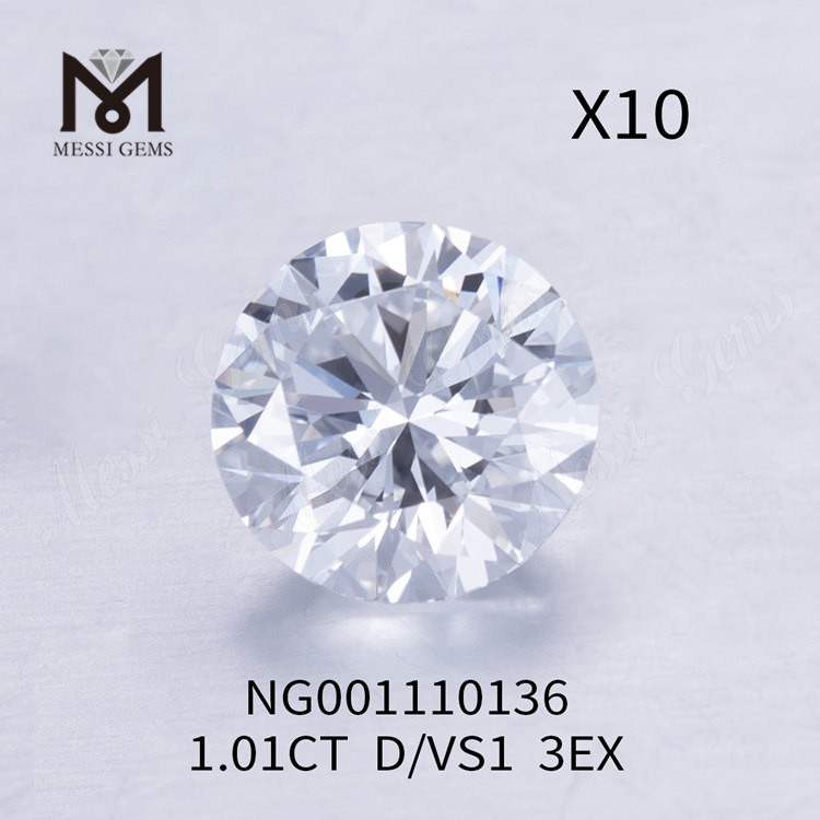 Runde Labordiamanten D 1,01 Karat VS1 EX-Schliff