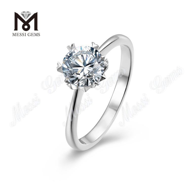 Messi Gems klassischer runder Ewigkeitsring mit Moissanit-Diamanten aus 925er Sterlingsilber