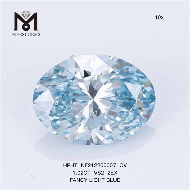 NF212200007 OV 1.02CT VS2 2EX FANCY LIGHT BLUE HPHT Diamant im Angebot