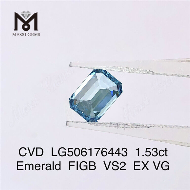 1,53 ct Smaragdschliff Diamant im Labor gezüchtet Blauer Diamant Großhandelspreis