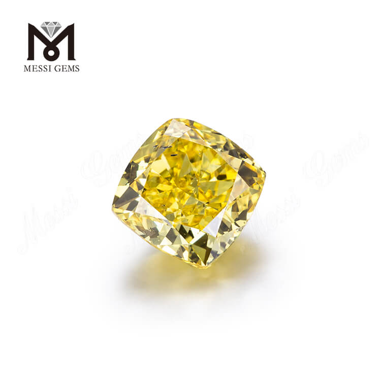 Fancy Vivid Yellow Kissenschliff HPHT 2,02 Karat Diamanten aus Laborzucht