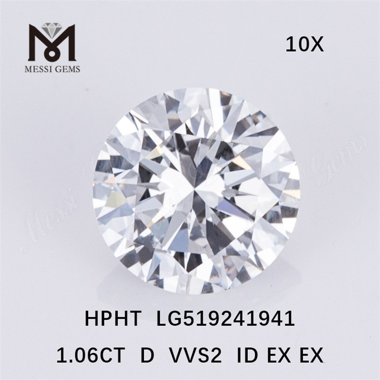 1,06 ct synthetischer VVS-Diamant im Rond Cut HPHT D Farblabordiamant auf Lager