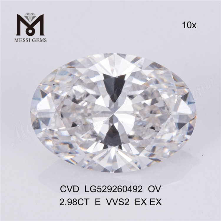 2,98 ct E-Farbe, CVD-Diamant, oval, VVS, lose, im Labor gezüchtete Diamanten, IGI
