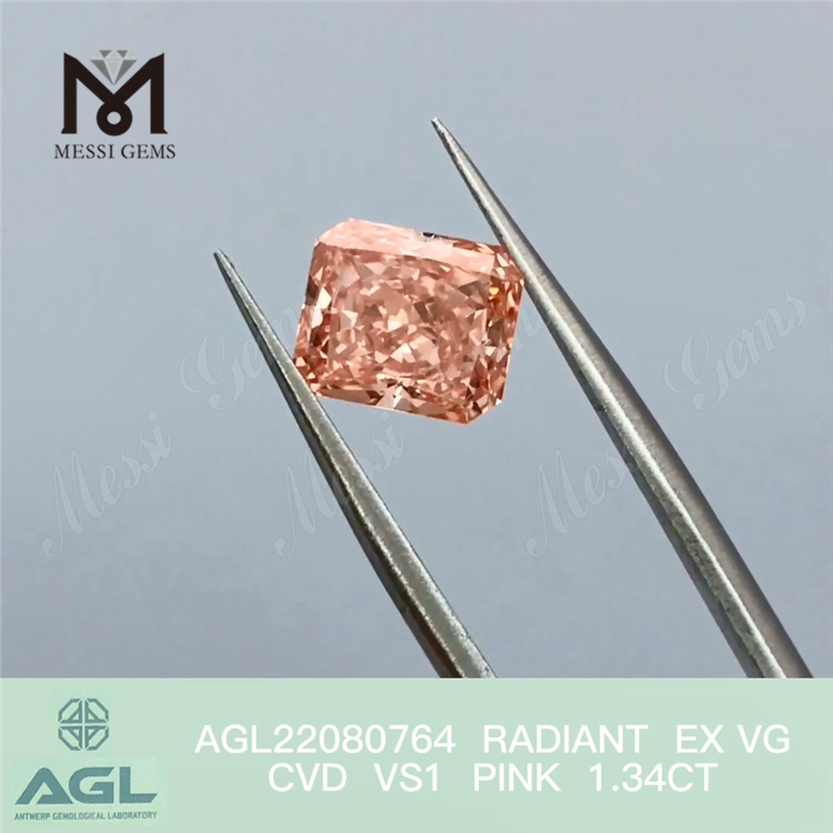 1,34 ct Fancy Pink lose künstliche Diamanten im Radiant-Schliff CVD-Diamant zum Verkauf