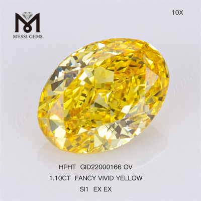 1,10 CT FANCY VIVID SI1 EX EX OV, vom Labor erstellter gelber Diamant HPHT GID22000166