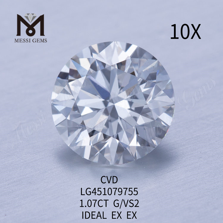 1,07 Karat CVD G VS2 IDEAL Runde Brillante, im Labor hergestellte Diamanten