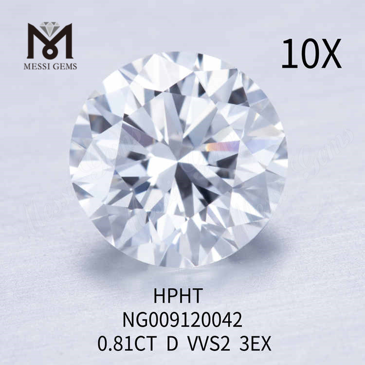 0,81 CT D weißer runder VVS2 3EX-Diamant aus dem Labor