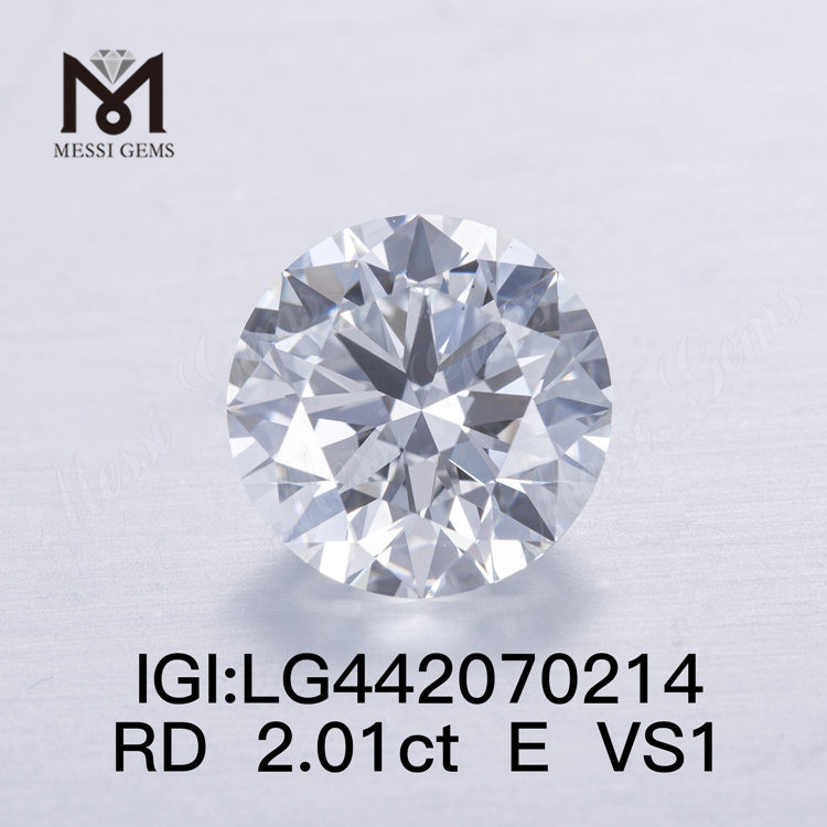 2,01 Karat E VS1 runder, im Labor gezüchteter Diamant 3EX günstiger Preis