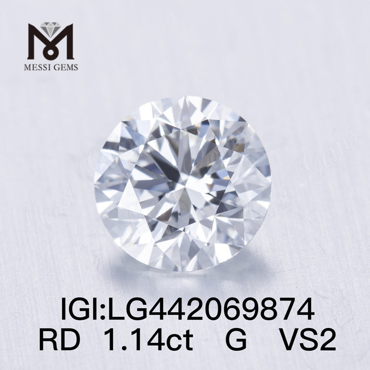 1,14 ct VS im Labor gezüchteter Diamant, rund, BRILLANT, lose synthetische Diamanten, G-IDEAL 