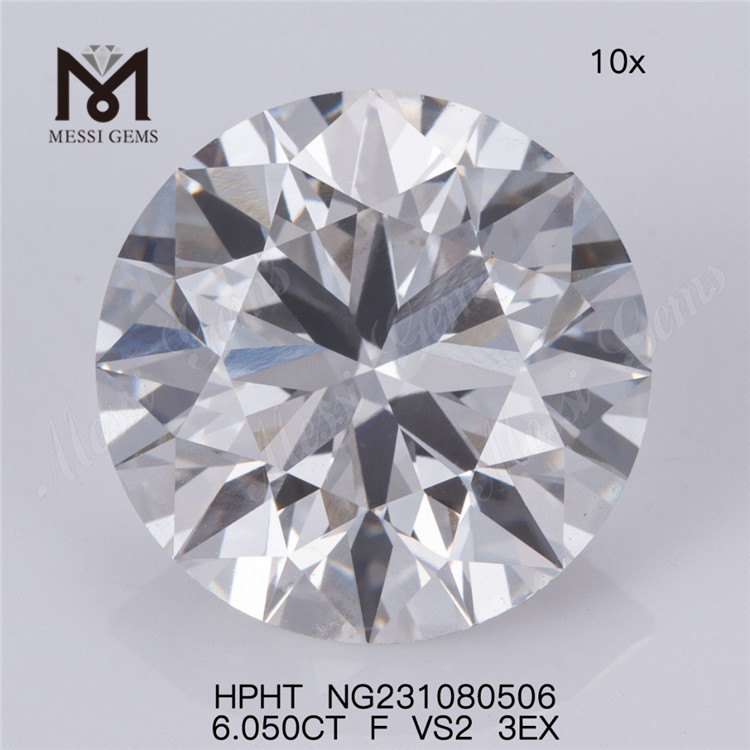 6.050 CT F HPHT loser Labordiamant zum Verkauf RD, meistverkaufter loser HPHT, größter künstlicher Diamant