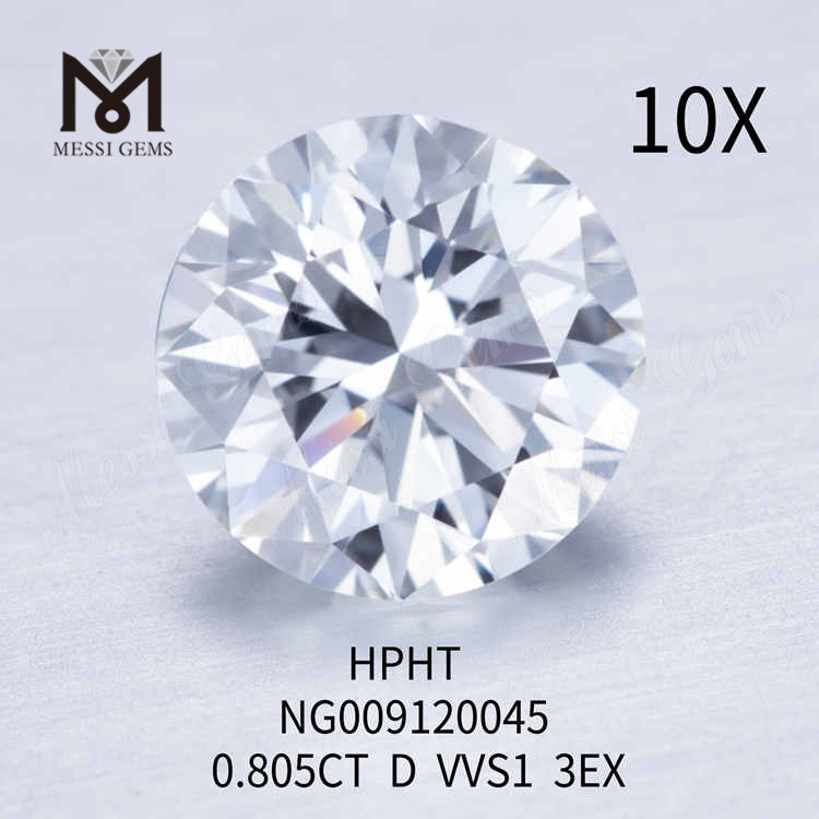 0,805 CT runder D VVS2 3EX loser, im Labor gezüchteter Diamant 