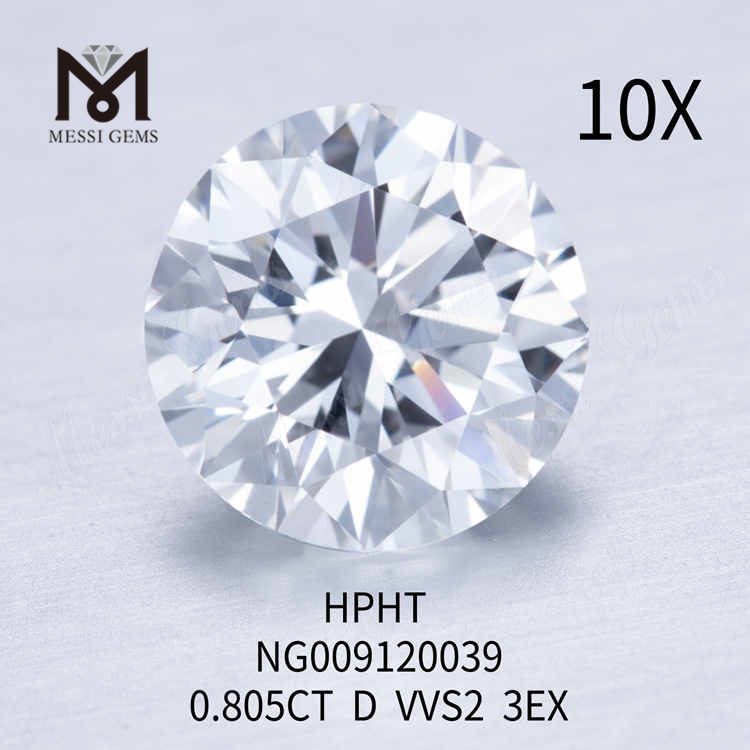0.805CT D VVS2 weißer runder Labordiamant 3EX