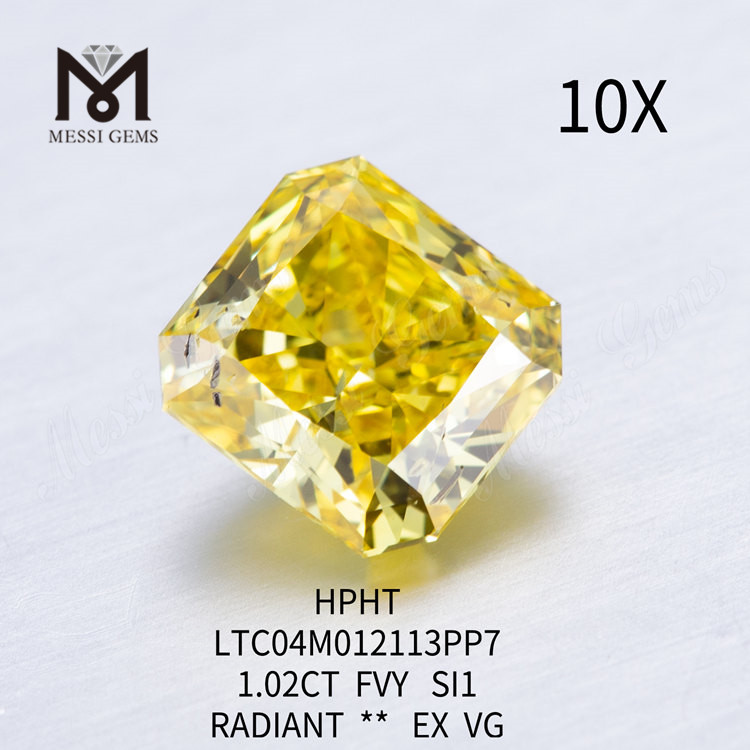 Fancy Vivid Yellow Labordiamanten im Strahlenschliff 1,02 ct SI1