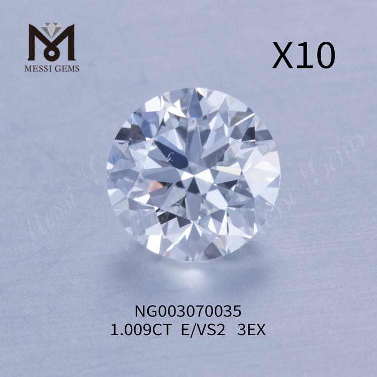 Lose, im Labor gezüchtete Diamanten im Großhandel, 1,009 ct, rund, E VS2, EX-SCHLIFF