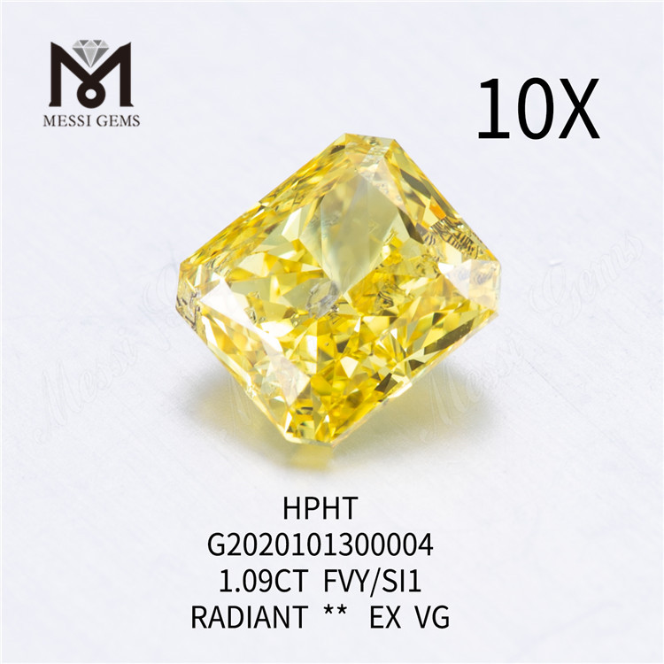 1,09 ct FVY/SI1 Diamant im Radiantschliff aus Laborzüchtung EX
