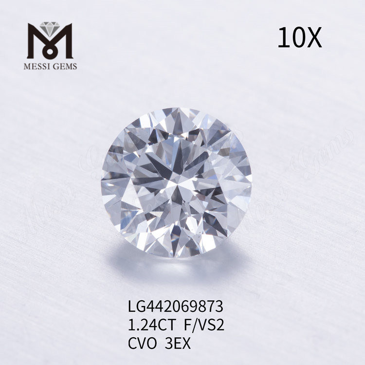 1,24 Karat F VS2 AUSGEZEICHNET Rund IDEAL im Labor hergestellter Diamant