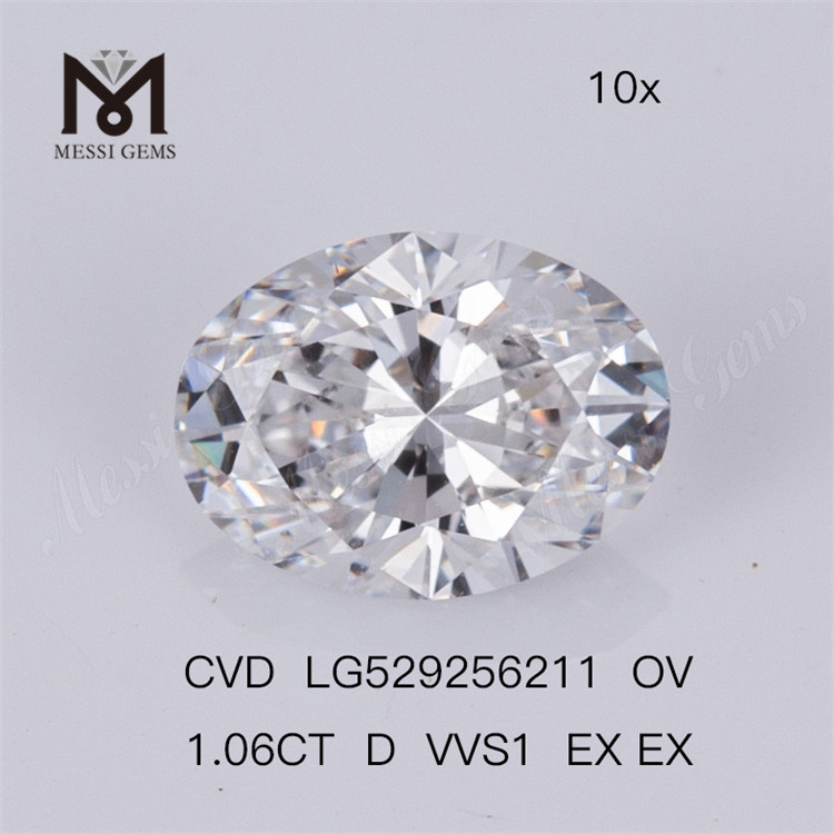 1,06 ct D VVS1 EX EX OVAL synthetischer Diamant CVD