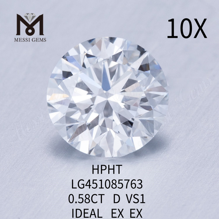 HPHT-Labordiamanten, rund, brillant, 0,58 ct, VS1 D, IDEL-Schliff