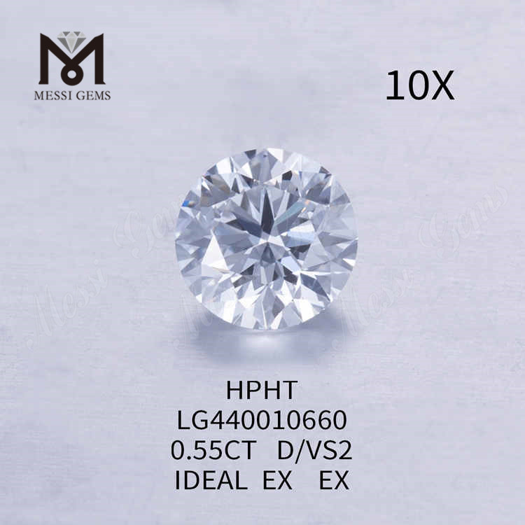 0,55 CT D/VS2 runder, im Labor gezüchteter Diamant IDEAL