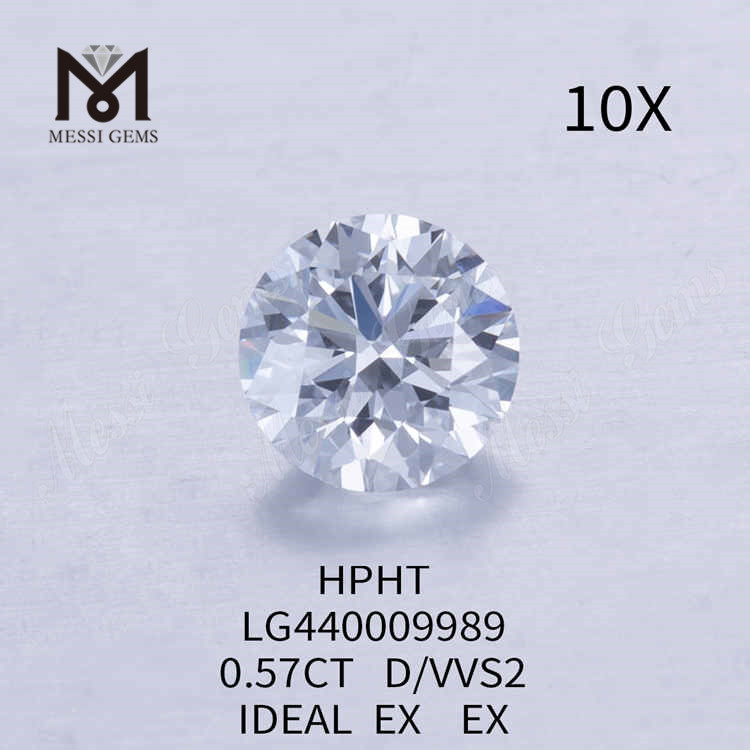 0,57 ct D/VVS2 runder, im Labor gezüchteter Diamant, idealer HPHT-Diamant im Großhandel