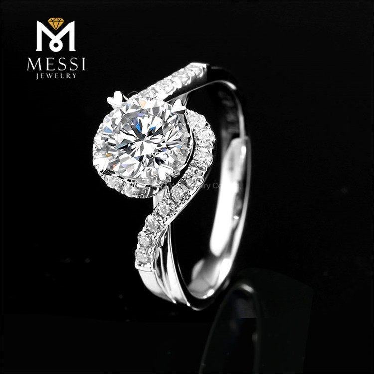 Moissanite Verlobungsringe aus 18 Karat Weißgold Krallenfassung 6,5 mm 1 Karat Moissanite Ringe Schmuck