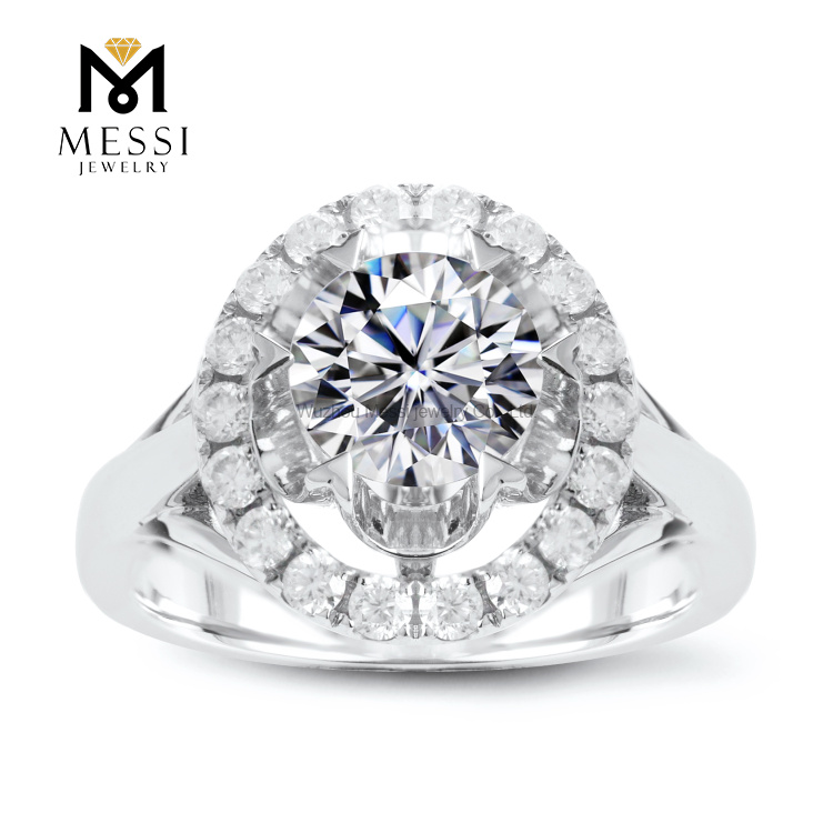 Großhandelsedelstein-Ring 18K Gold Moissaniute Ring für Verlobungs-Eheringe