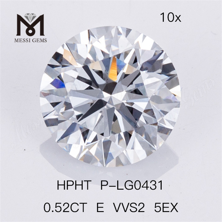 0,52 CT E VVS2 5EX Künstlicher, runder, im Labor gezüchteter HPHT-Diamant