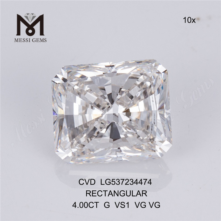 4KT RECHTECKIGER weißer loser Labordiamant G 4KT großer synthetischer Diamant im Großhandel