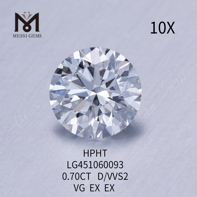 0,7 Karat HPHT D VVS2 SEHR GUT Runde, im Labor hergestellte Diamanten