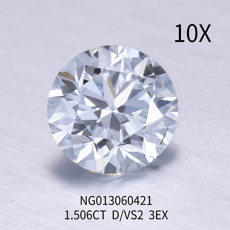Runder weißer, im Labor gewachsener Diamantstein 1,506 ct VS2 D Farbe