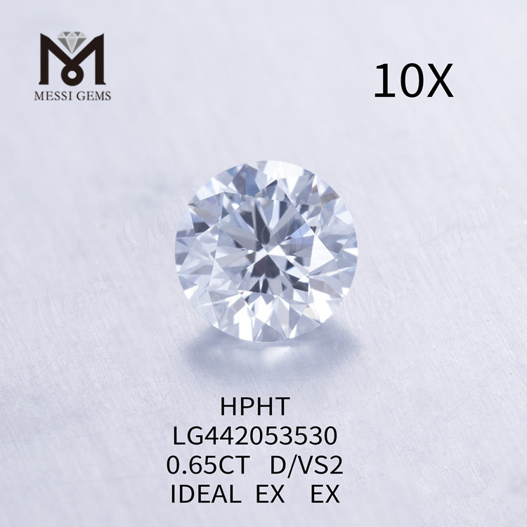 0,65 Karat D VS2 runder, im Labor gezüchteter Diamant, IDEAL HPHT-Diamant im Großhandel