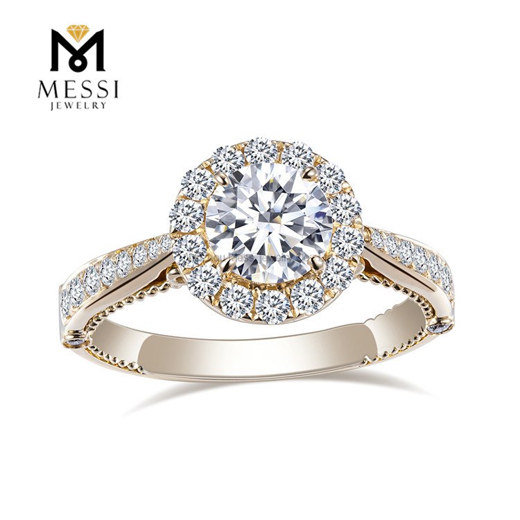 Weißgold Gelb 14K 18K Gold Blumenform Mode HPHT Lab Craeted Diamantring