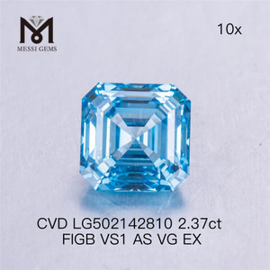 2,37 ct Asscher Cut VS blauer synthetischer Diamant 7,10 x 7,03 x 4,89 mm