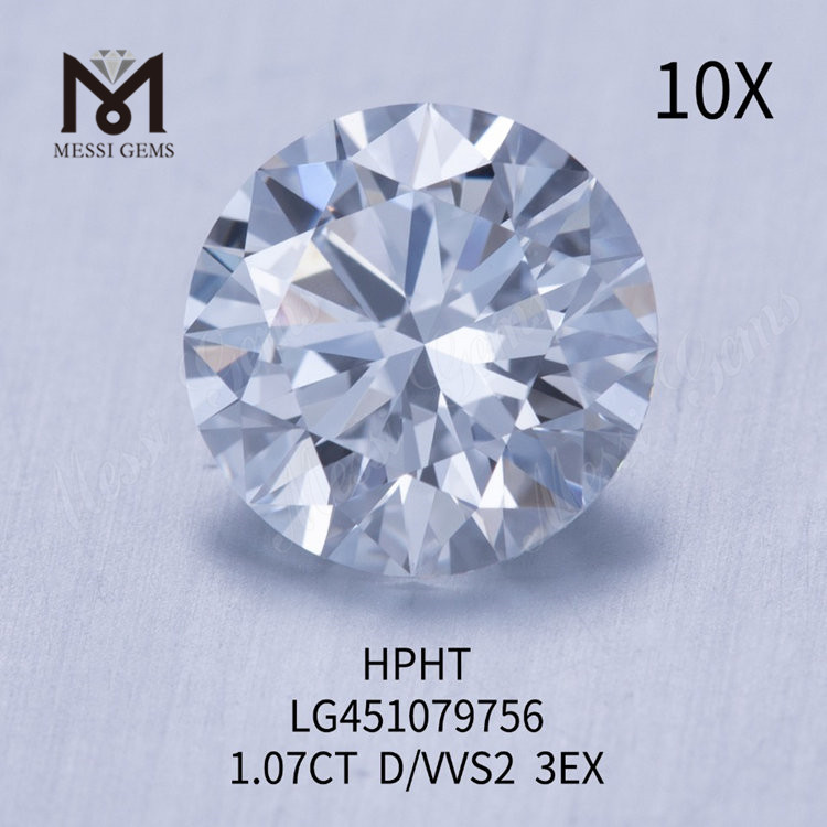 1,07 ct D VVS2 RD Labor erstellt Diamant HTHP