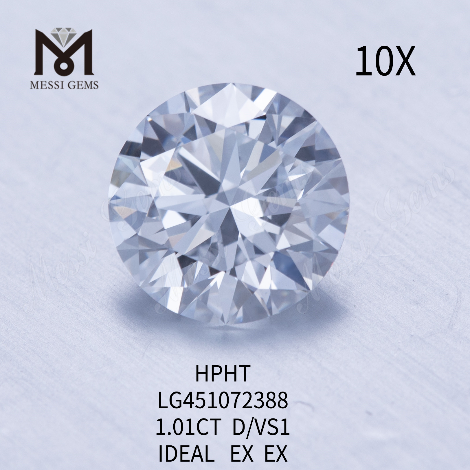 1,01 ct D VS1 Runder, im Labor gezüchteter Diamant HPHT mit IDEL-Schliff