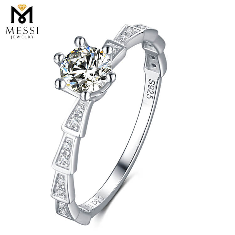 Wuzhou Neupreis Silberring 1 Karat Moissanite Diamantring