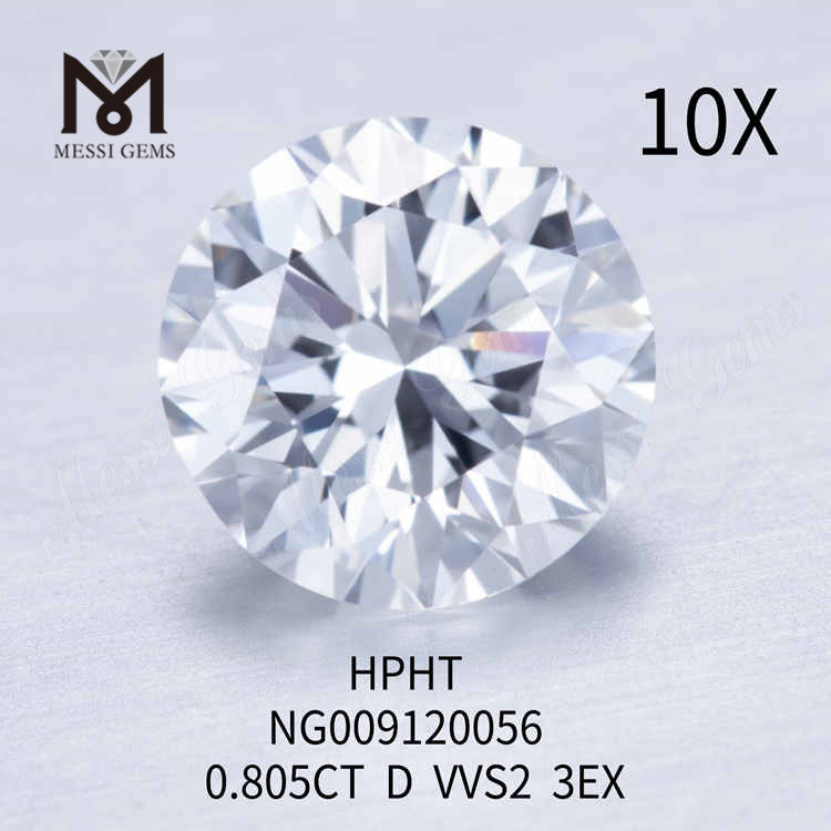 0,805 CT runder, loser, im Labor hergestellter Diamant VVS2 3EX weiß